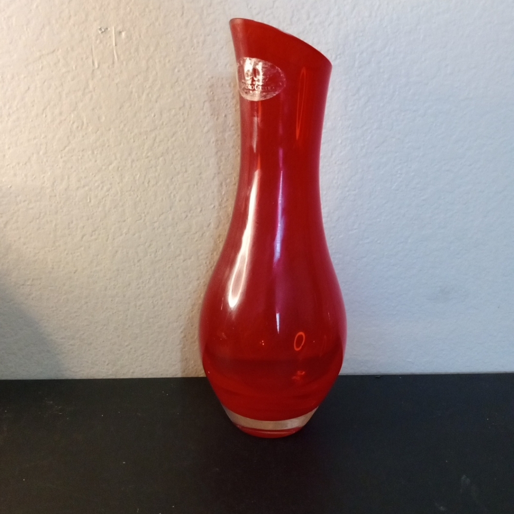 EXQUISITE NEW Alessandro Coppola Murano Italy 12" Red Vase
